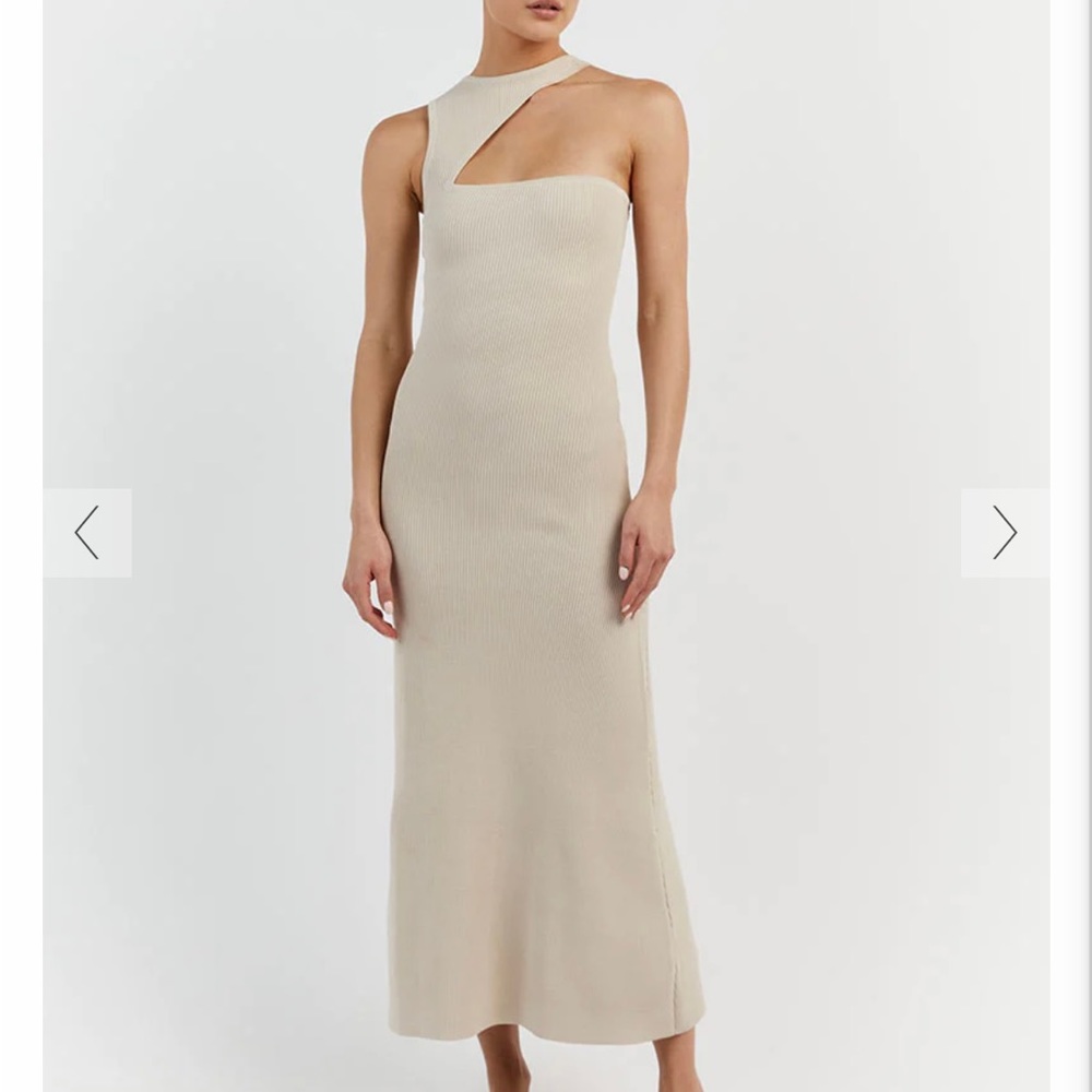 Dissh Adalyn asymmetrical dress in the color “stone”